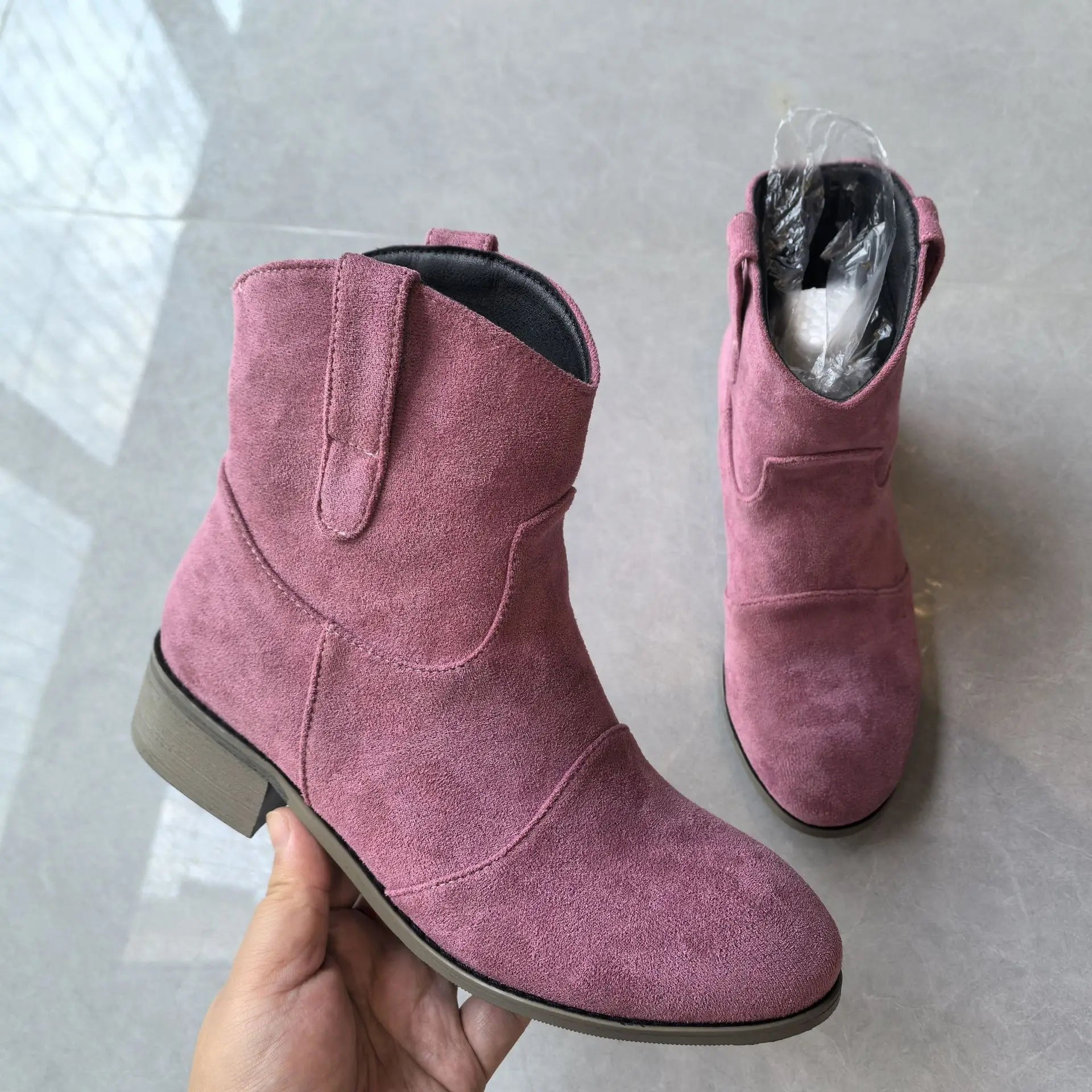 Luxury Women's Boots Suede Womens Ankle Boots Non Slip Slip on Pumps Plus Size 38-48 Shoes for Women Fashion Zapatos De Mujer