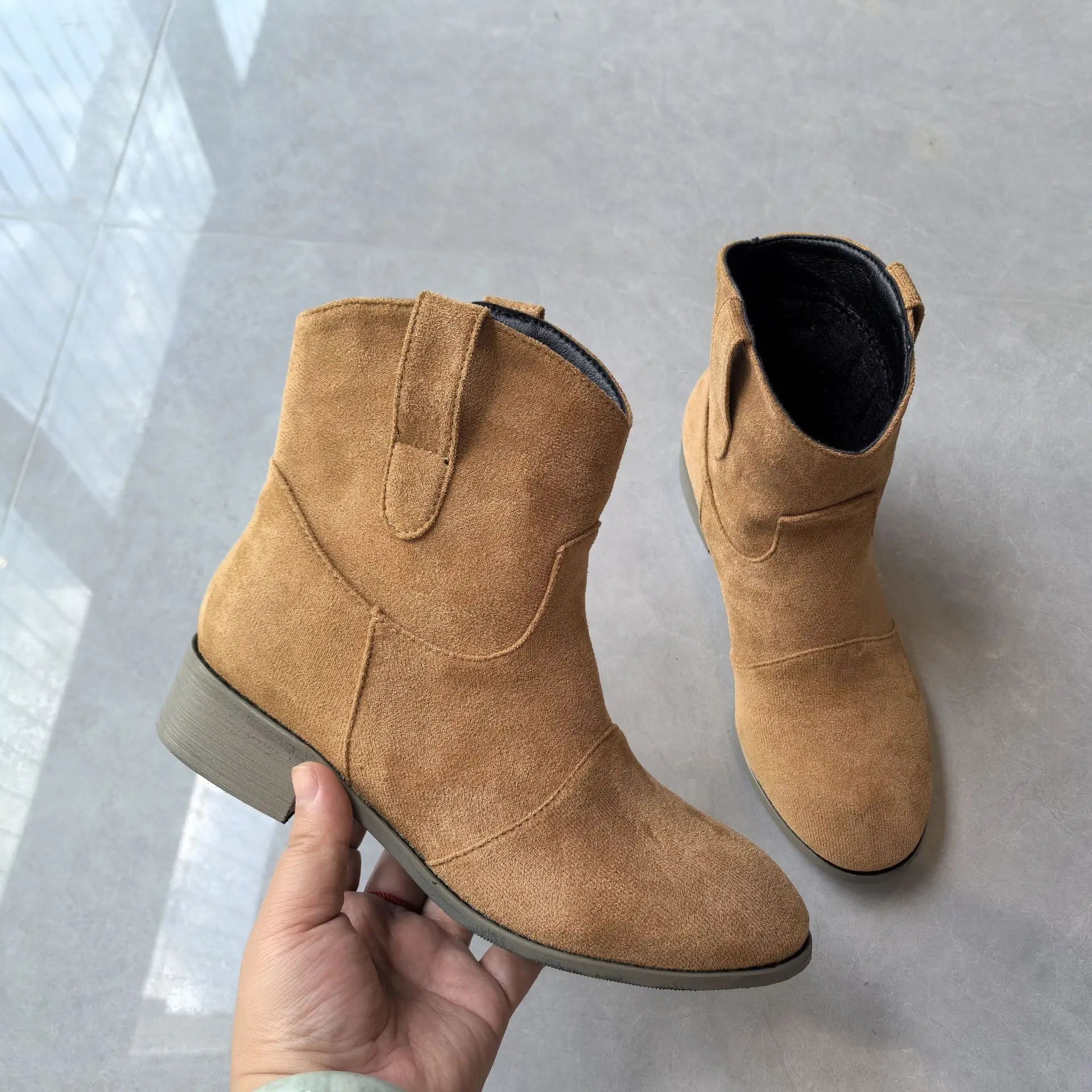 Luxury Women's Boots Suede Womens Ankle Boots Non Slip Slip on Pumps Plus Size 38-48 Shoes for Women Fashion Zapatos De Mujer