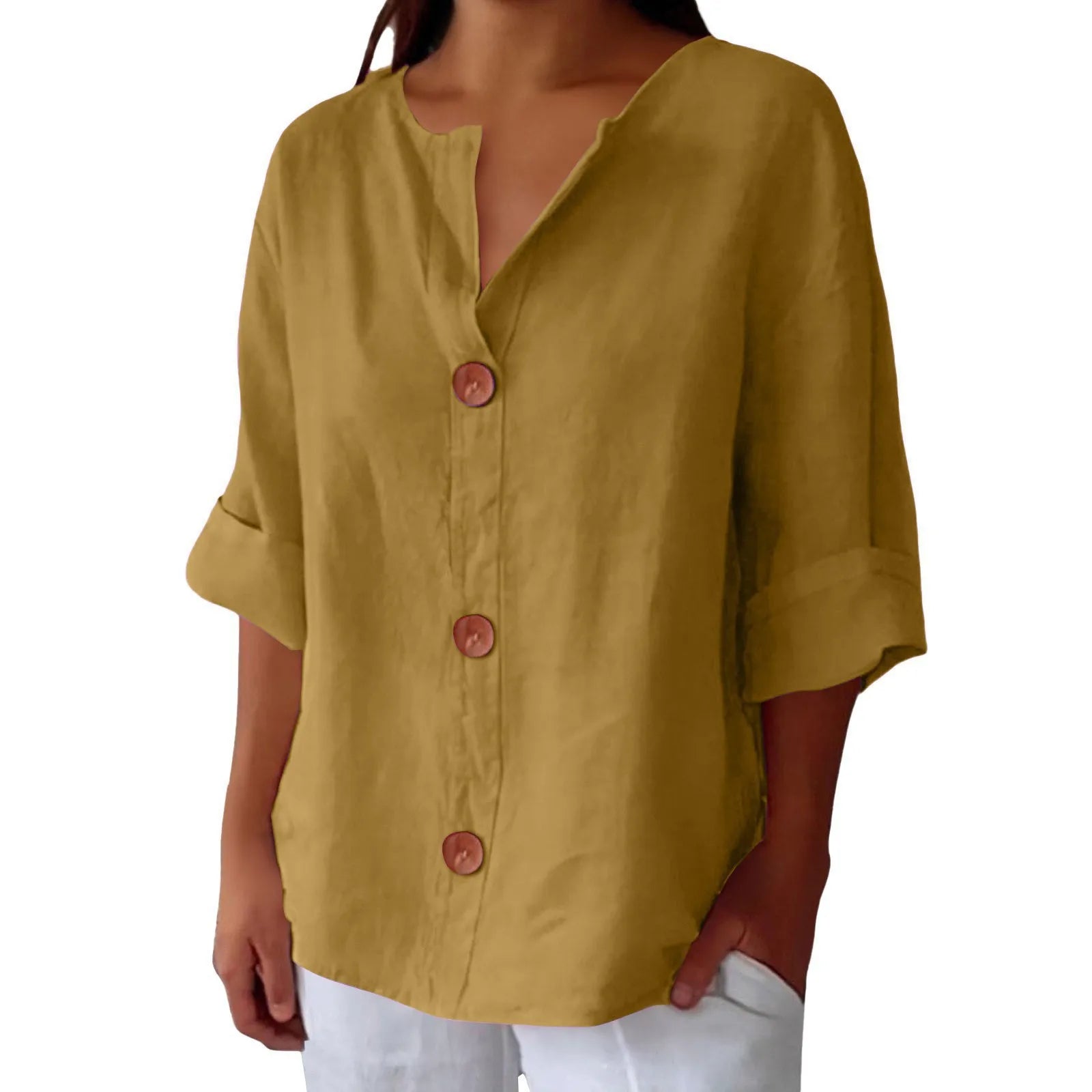 Linen Drop Shoulder Loose Fit Top