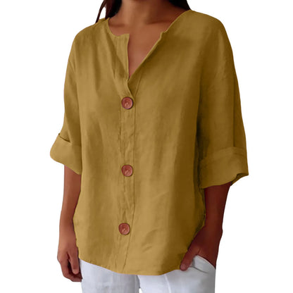 AZALEA | LINEN BLEND REFINED BLOUSE