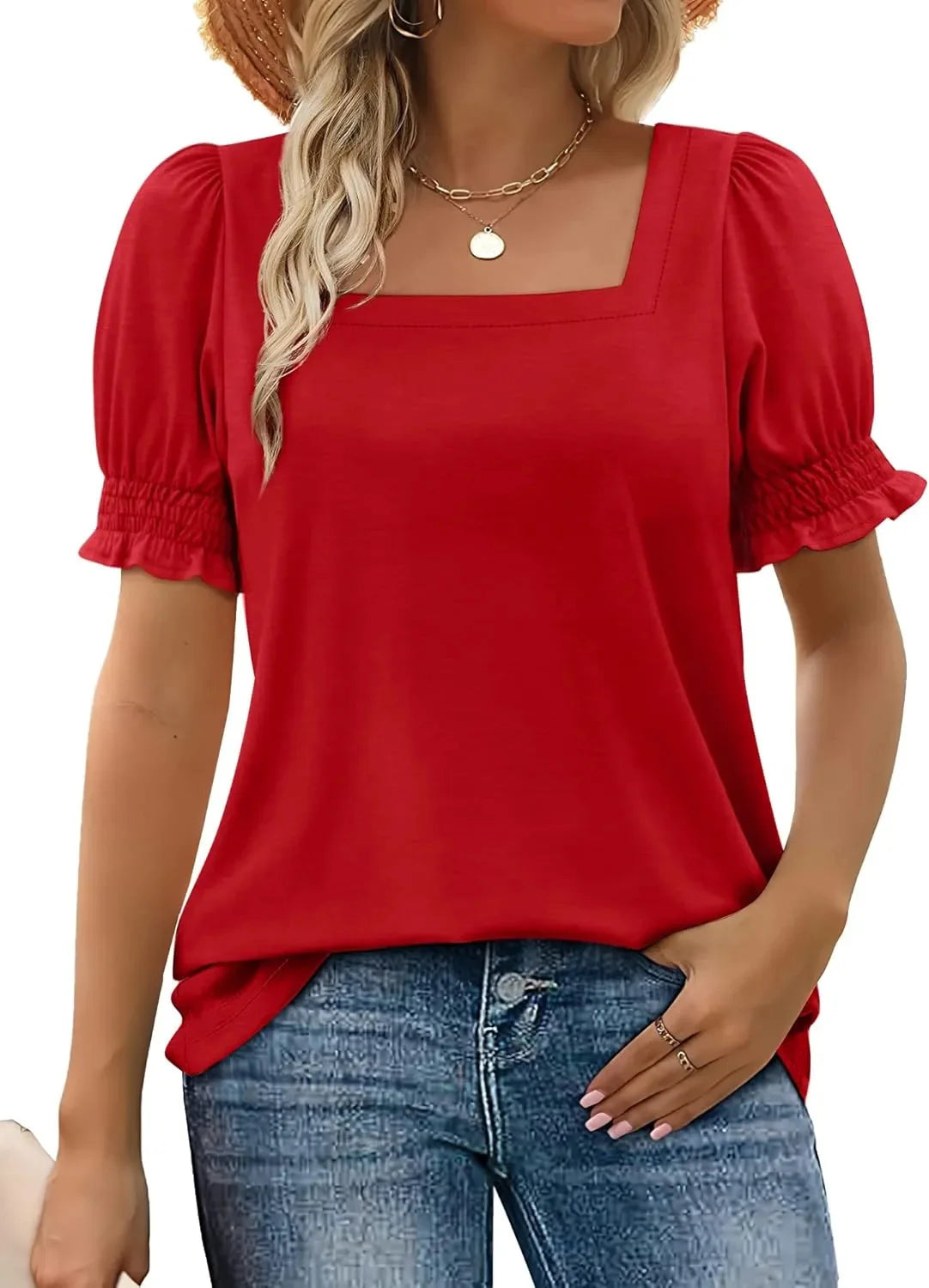 Flowy Ruffle Sleeve V-Neck Woven Top