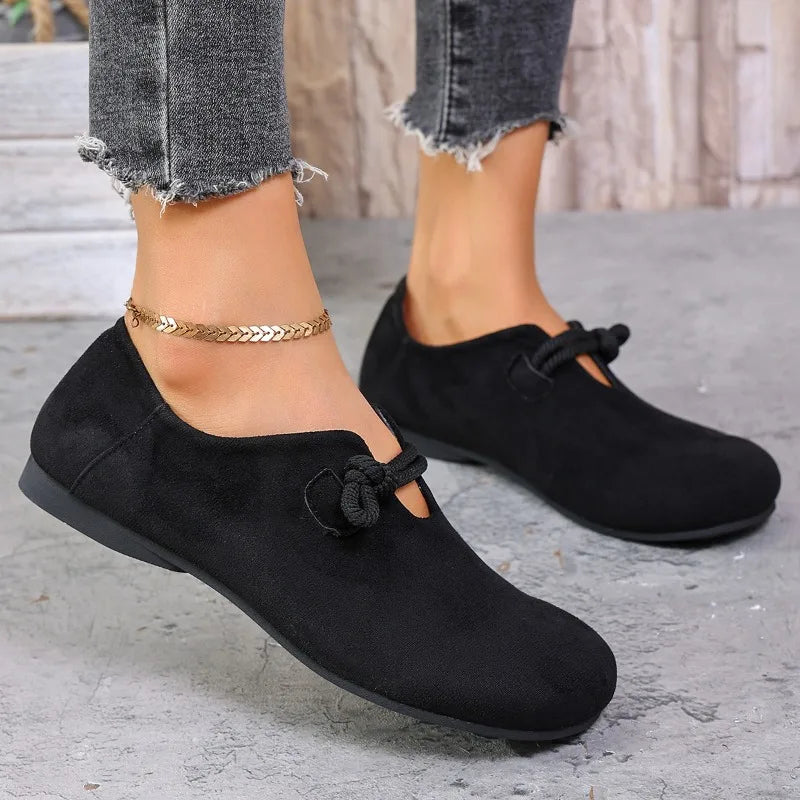 Retro Flat Shoes 2026 New Design Shallow Loafers Women's Casual and Comfortable Solid Color Women's Shoes Zapatos De Mujer