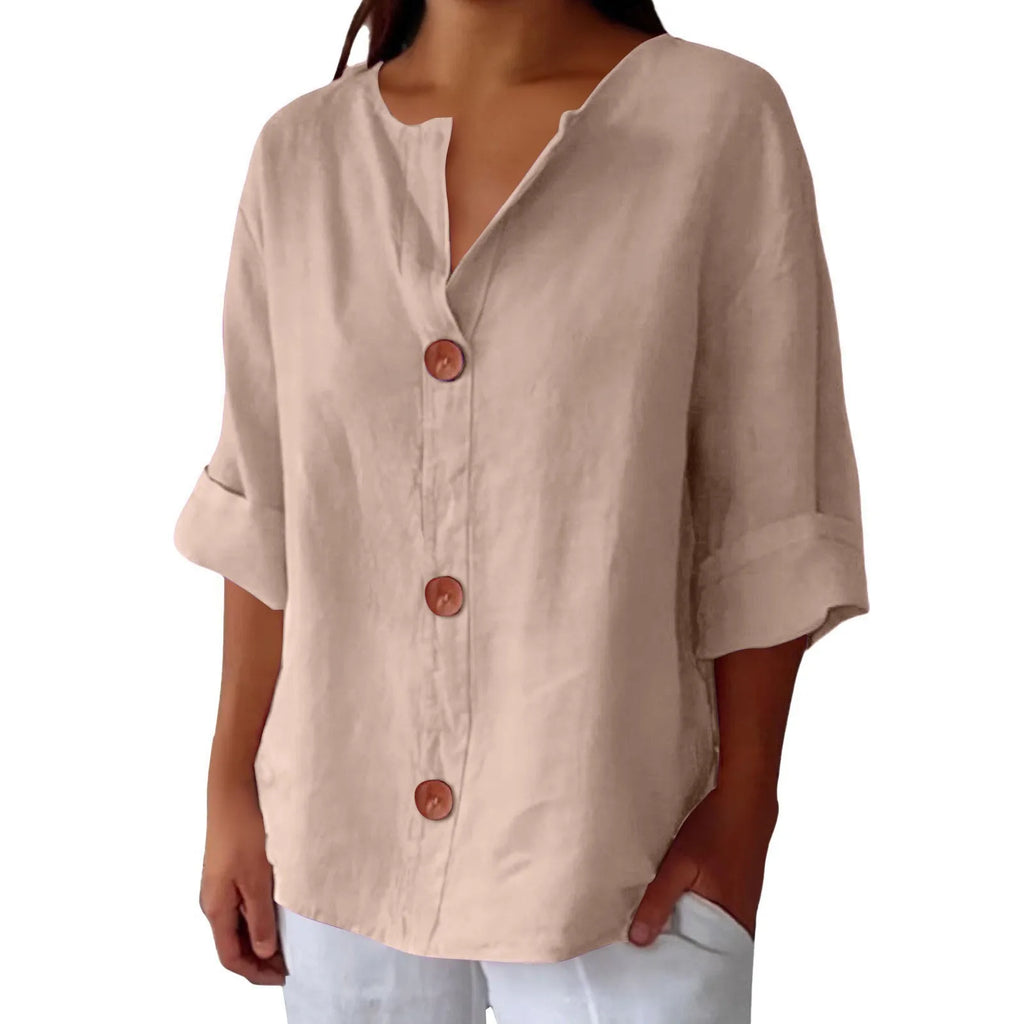 Linen Drop Shoulder Loose Fit Top