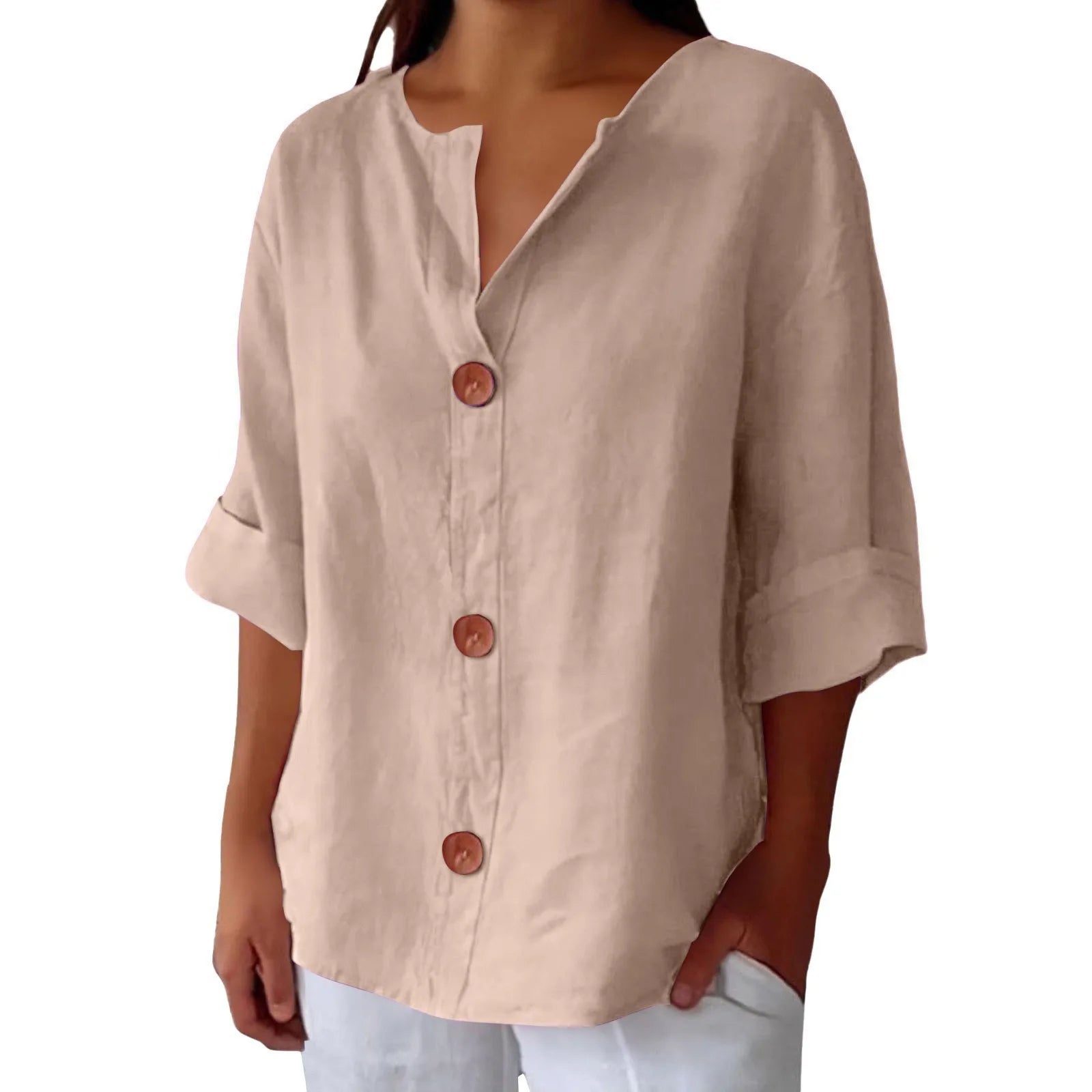Linen Drop Shoulder Loose Fit Top