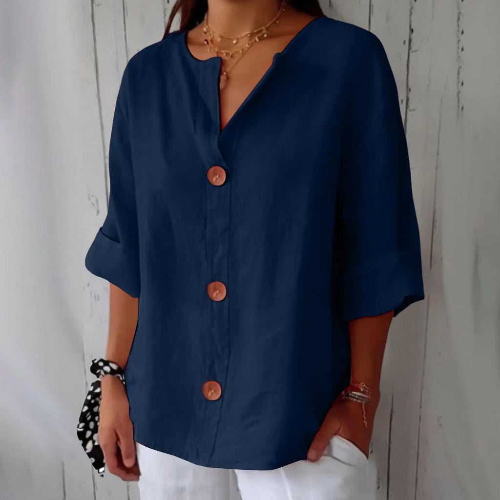 Linen Drop Shoulder Loose Fit Top