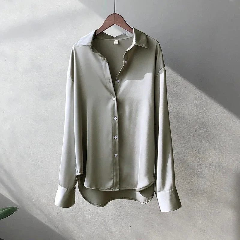 Draped Satin Loose Fit Elegant Top