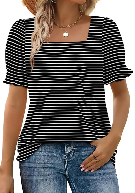 Flowy Ruffle Sleeve V-Neck Woven Top