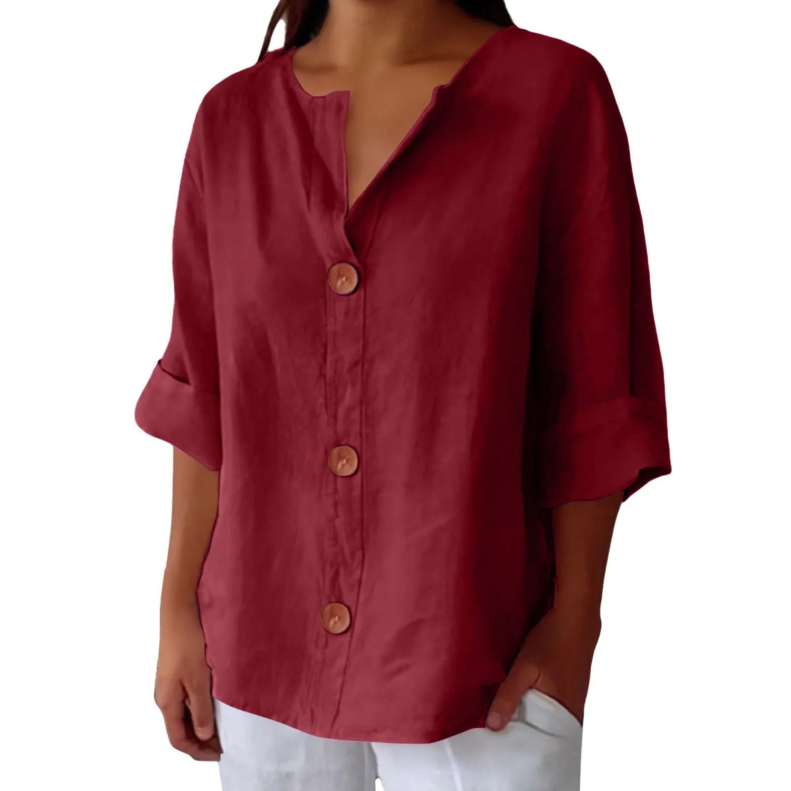 Linen Drop Shoulder Loose Fit Top