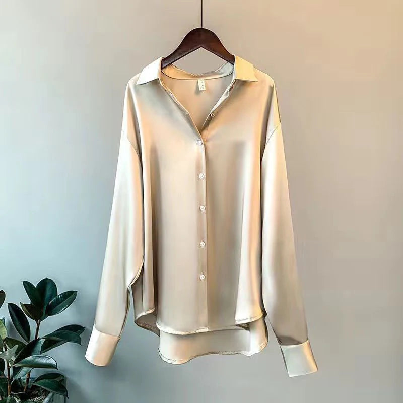 Draped Satin Loose Fit Elegant Top