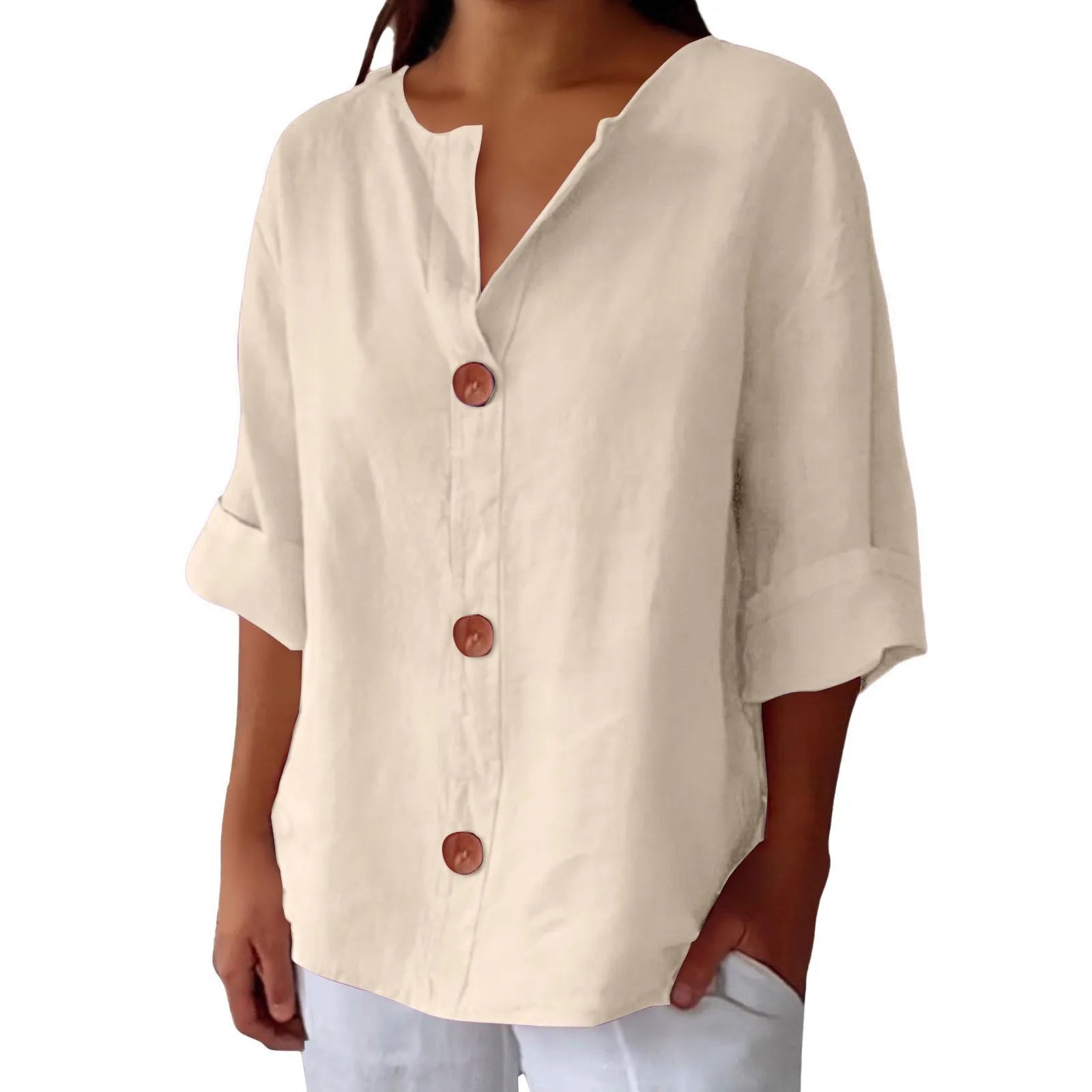 Linen Drop Shoulder Loose Fit Top