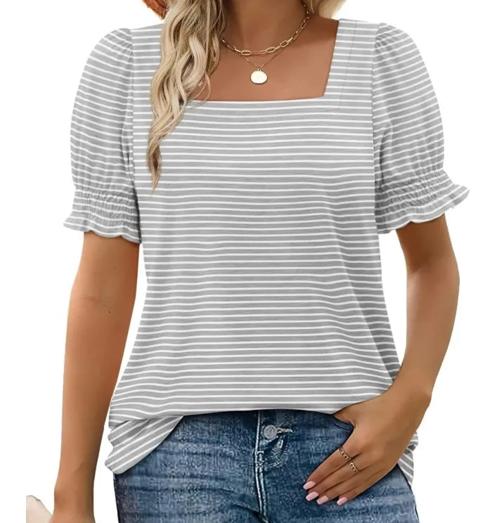Flowy Ruffle Sleeve V-Neck Woven Top