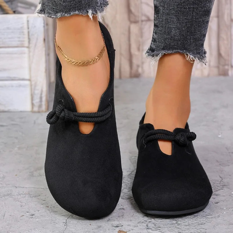 Retro Flat Shoes 2026 New Design Shallow Loafers Women's Casual and Comfortable Solid Color Women's Shoes Zapatos De Mujer
