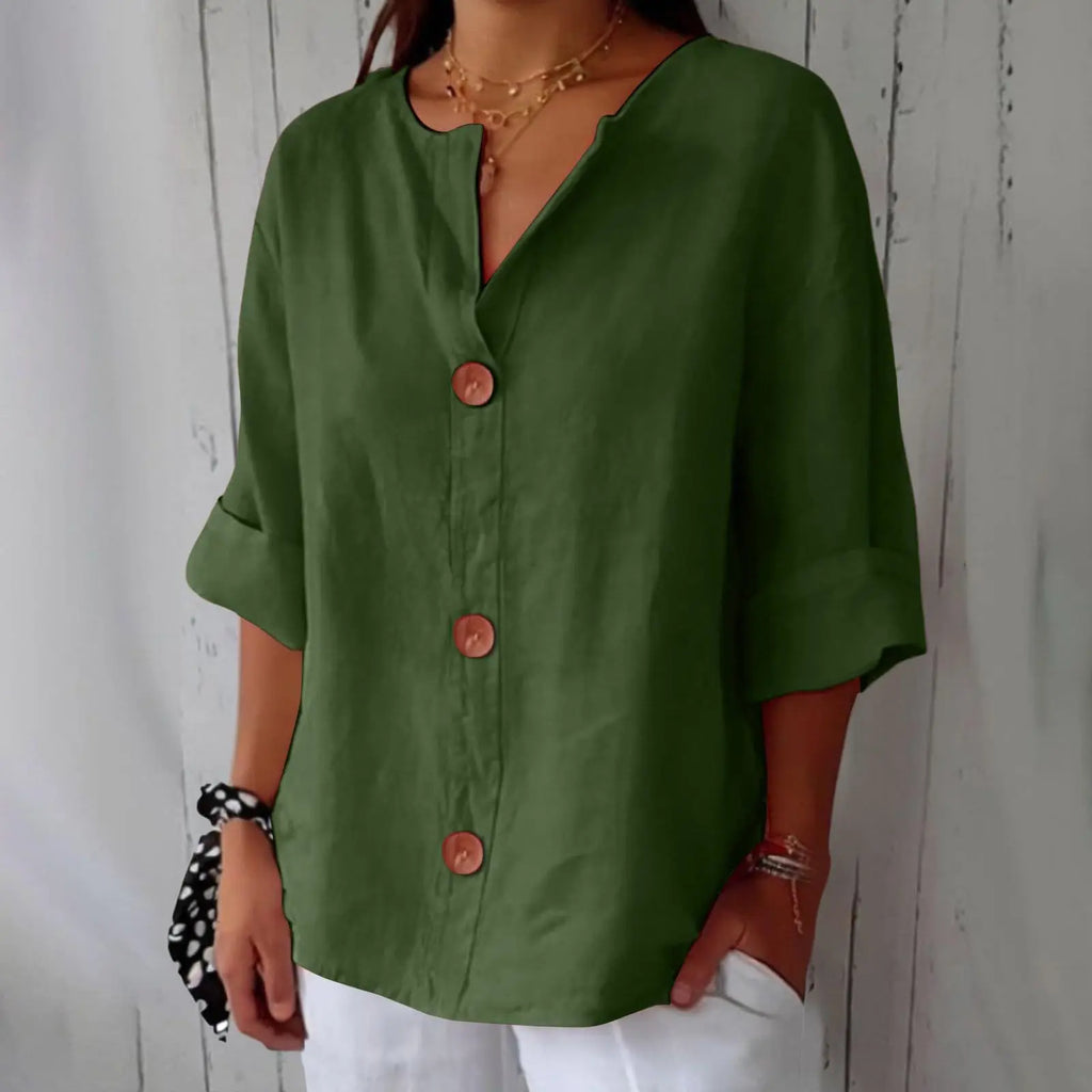 Linen Drop Shoulder Loose Fit Top