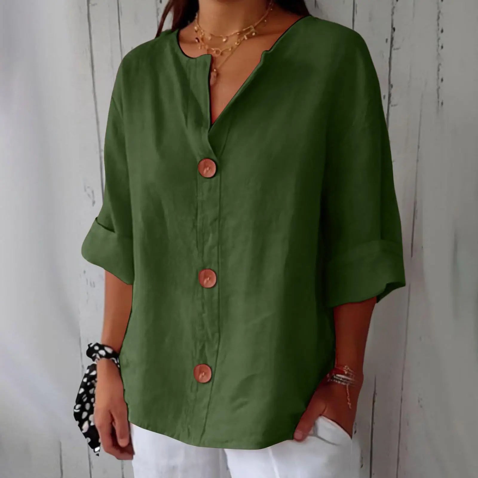 Linen Drop Shoulder Loose Fit Top