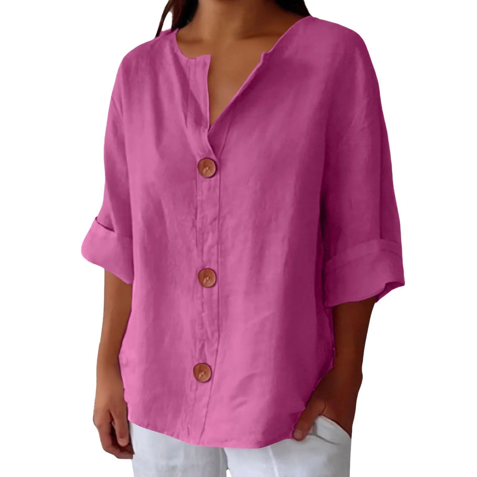 Linen Drop Shoulder Loose Fit Top