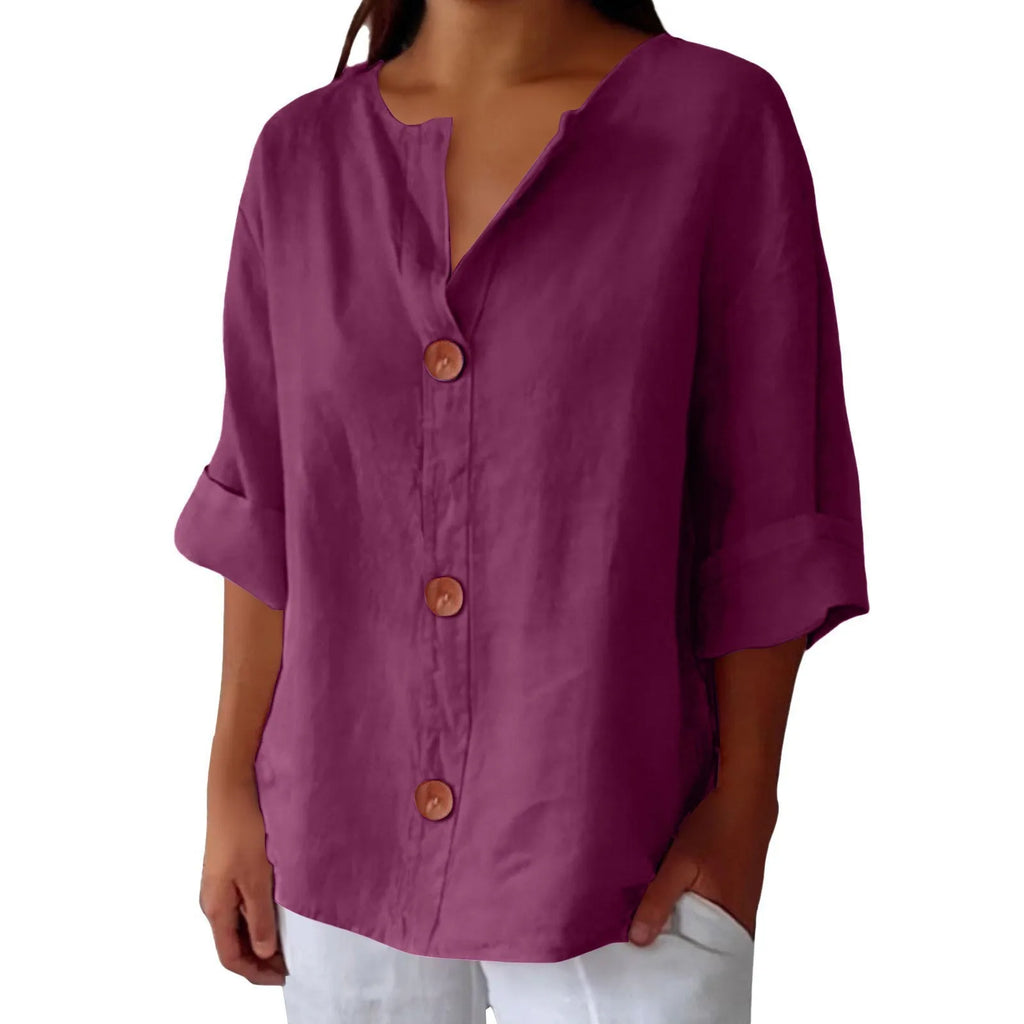 Linen Drop Shoulder Loose Fit Top