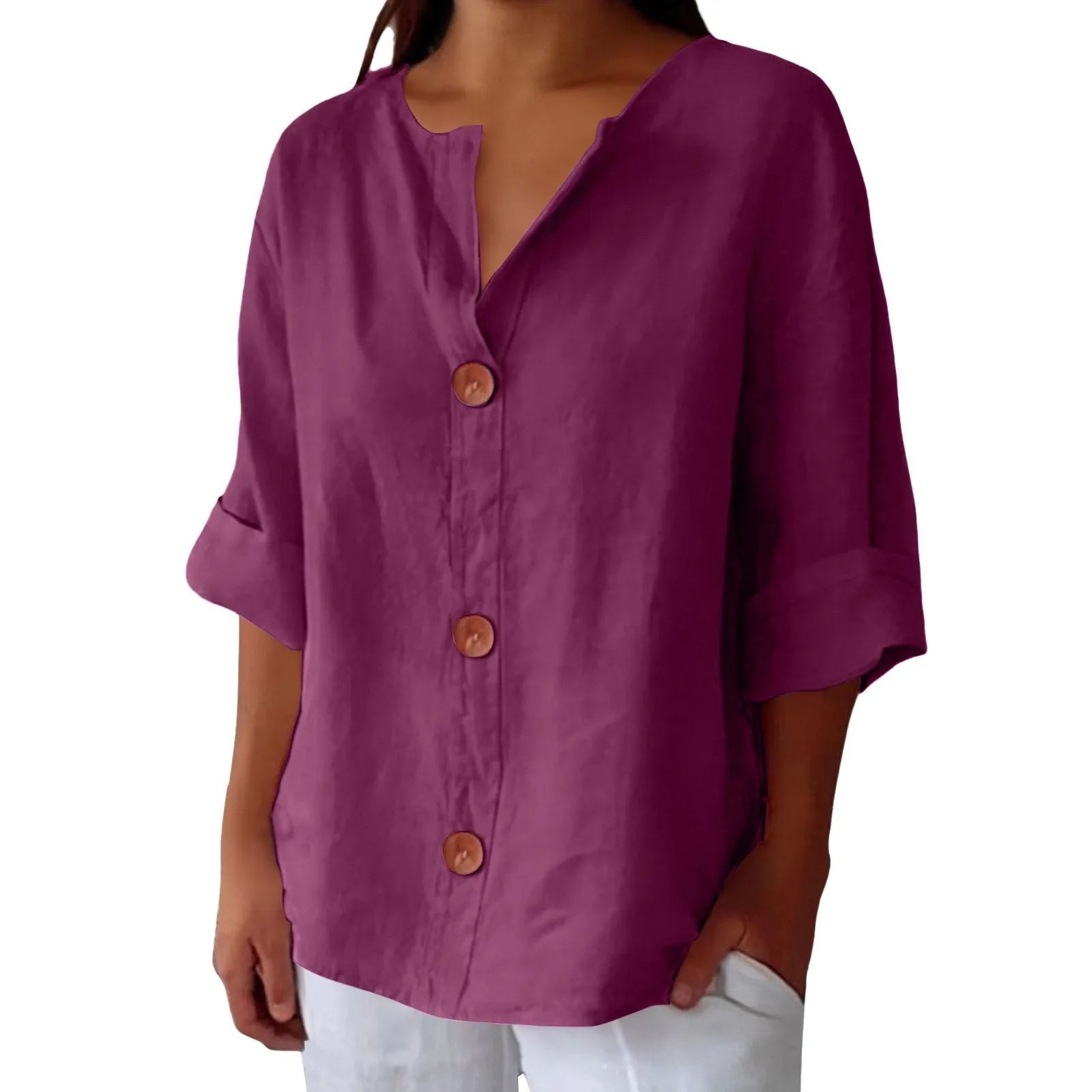 Linen Drop Shoulder Loose Fit Top