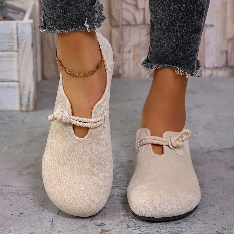 Retro Flat Shoes 2026 New Design Shallow Loafers Women's Casual and Comfortable Solid Color Women's Shoes Zapatos De Mujer