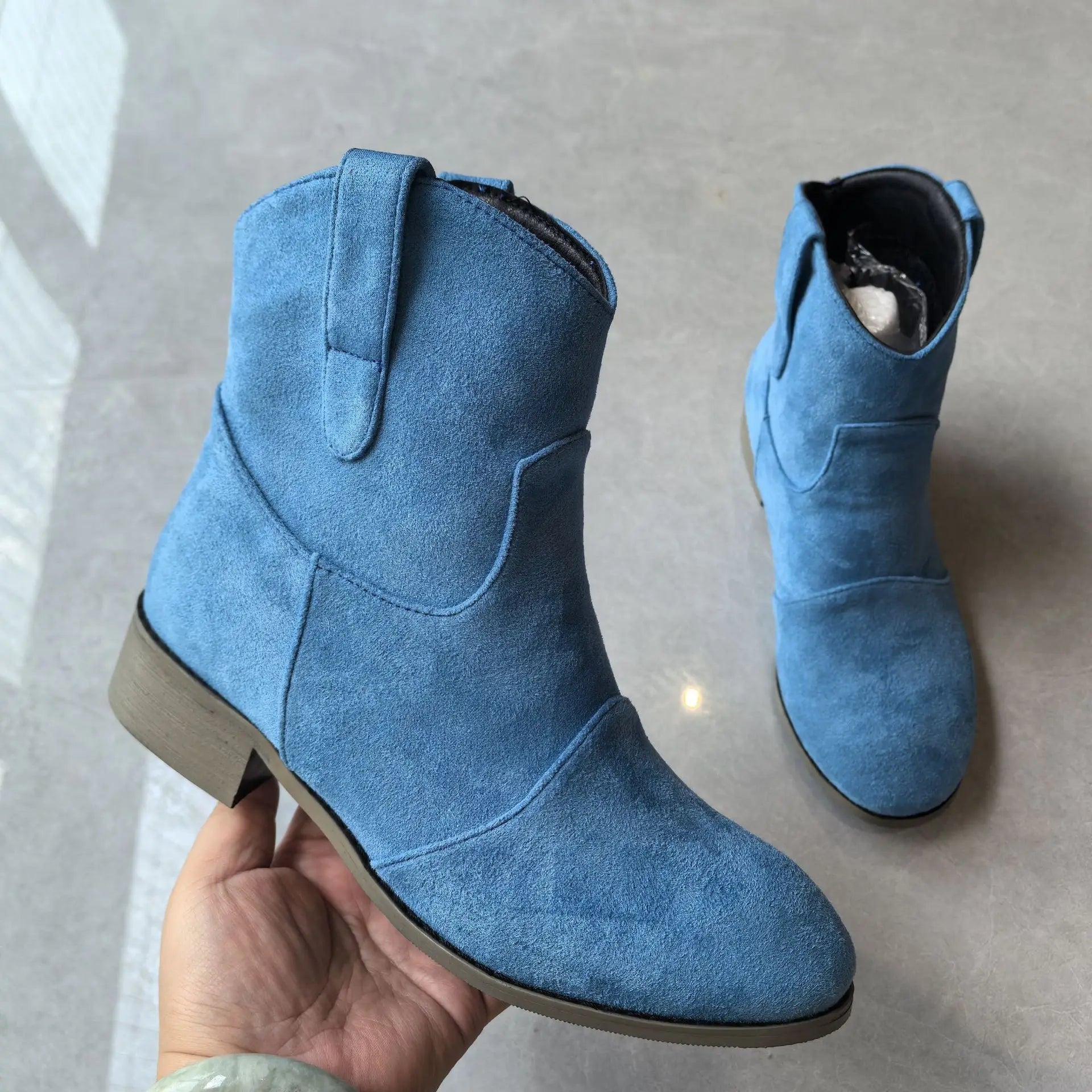 Luxury Women's Boots Suede Womens Ankle Boots Non Slip Slip on Pumps Plus Size 38-48 Shoes for Women Fashion Zapatos De Mujer