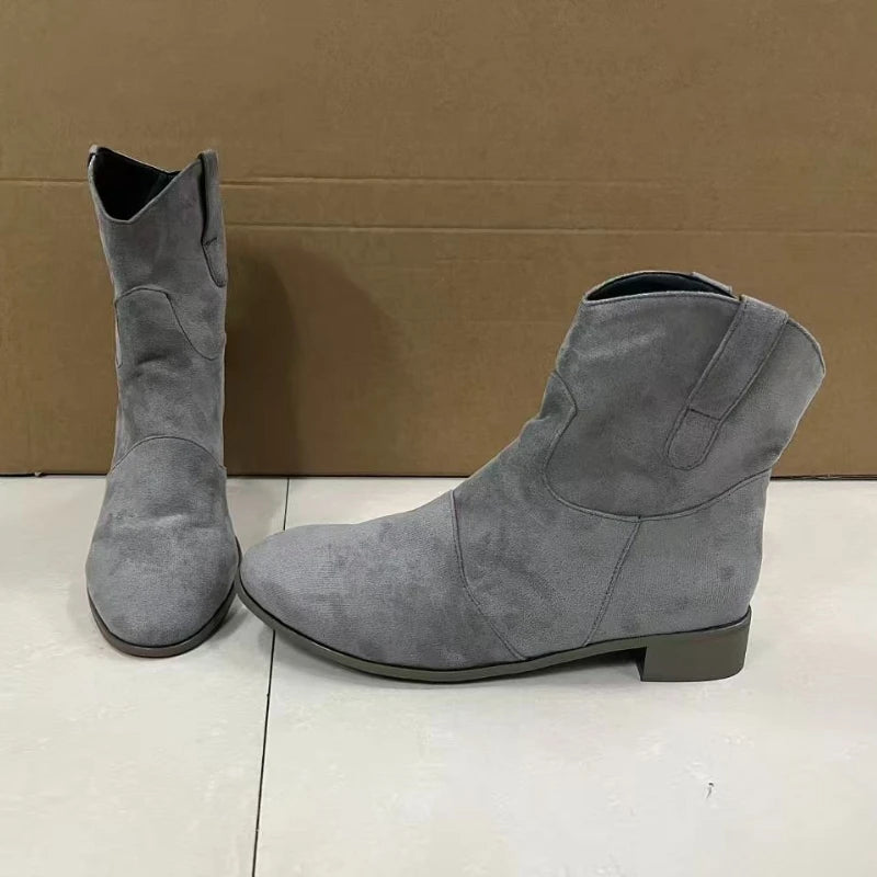 Luxury Women's Boots Suede Womens Ankle Boots Non Slip Slip on Pumps Plus Size 38-48 Shoes for Women Fashion Zapatos De Mujer