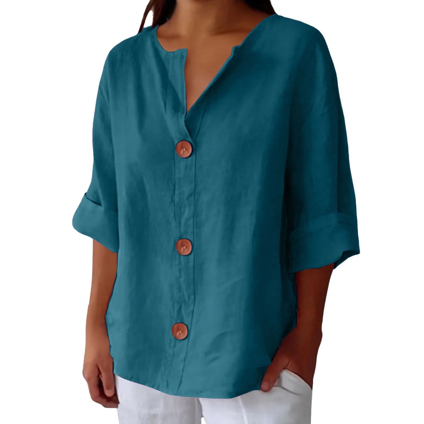 AZALEA | LINEN BLEND REFINED BLOUSE