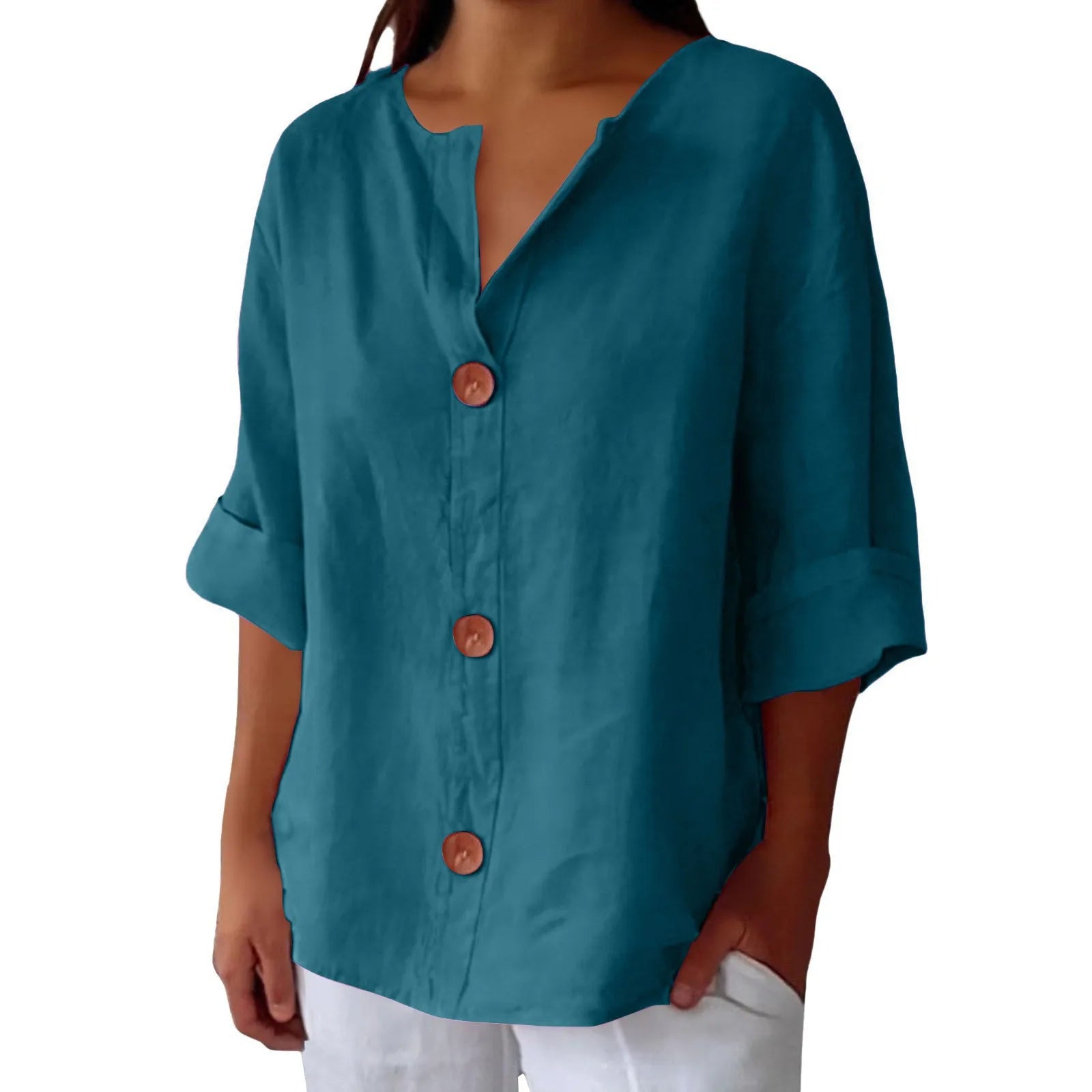 Linen Drop Shoulder Loose Fit Top