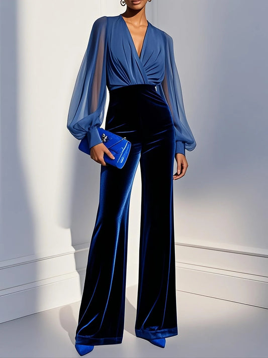 CORINNA | Velvet Mesh Ensemble Jumpsuit