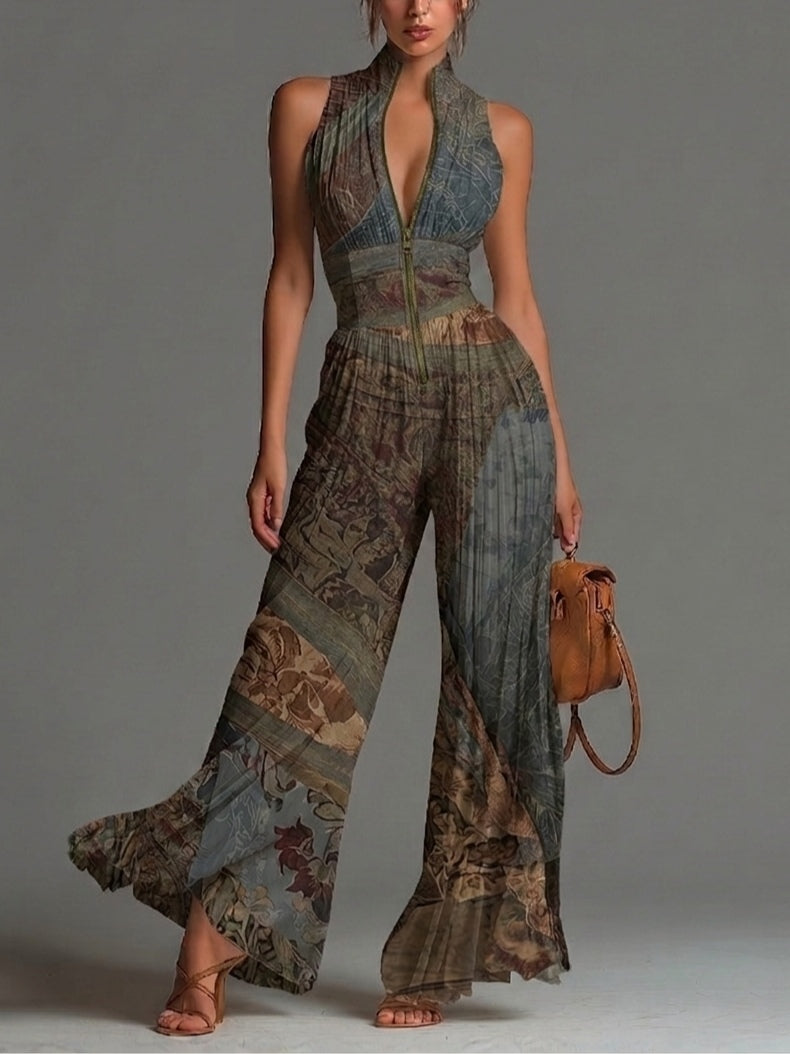 VALENTINA | Pleated Flared Retro Jumpsuit