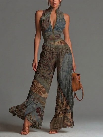 VALENTINA | Pleated Flared Retro Jumpsuit