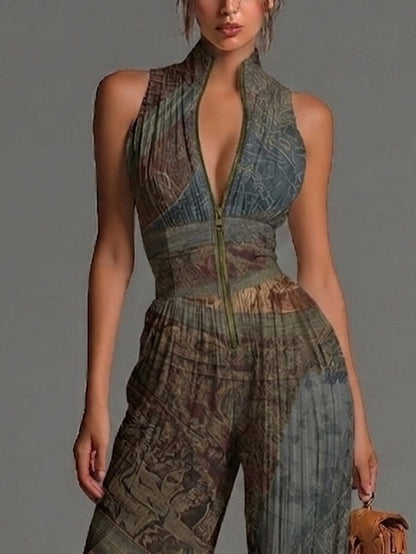 VALENTINA | Pleated Flared Retro Jumpsuit