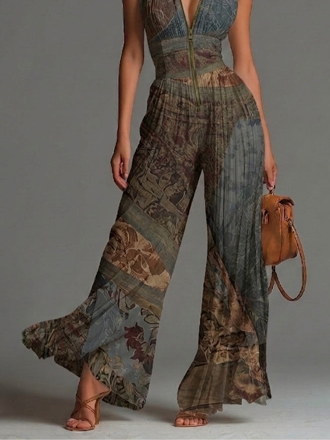 VALENTINA | Pleated Flared Retro Jumpsuit