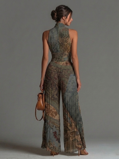 VALENTINA | Pleated Flared Retro Jumpsuit
