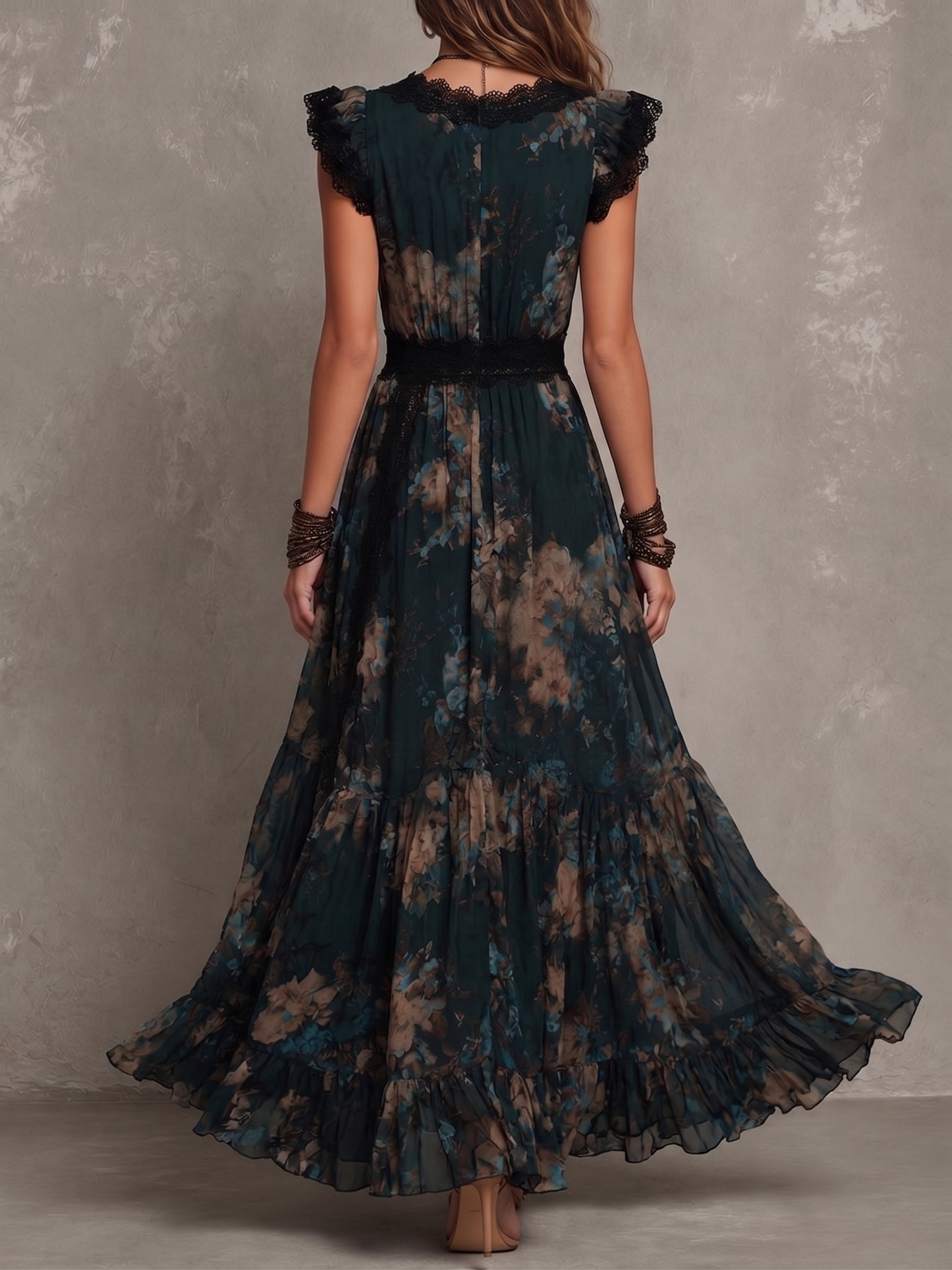 SERAPHINE | Lace Dark Romantic Maxi Dress