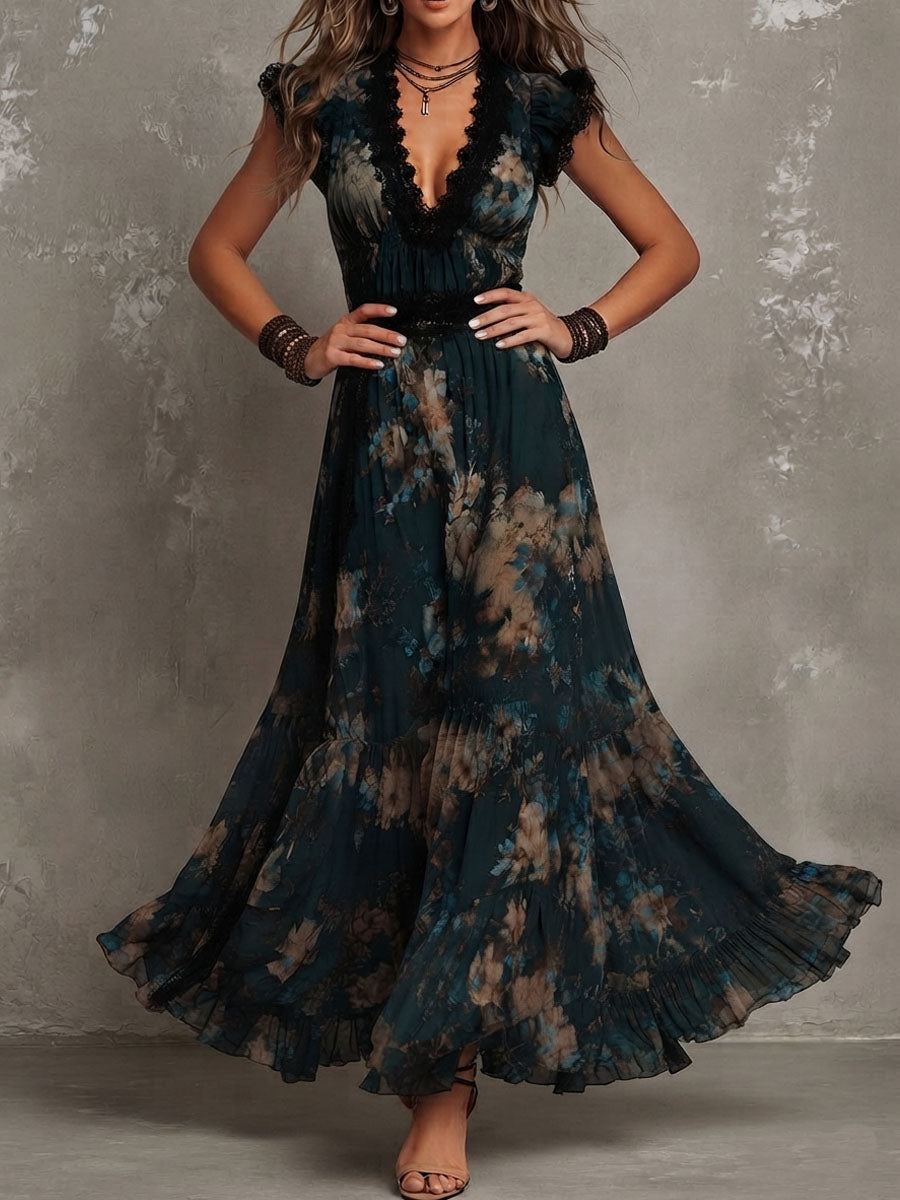 SERAPHINE | Lace Dark Romantic Maxi Dress