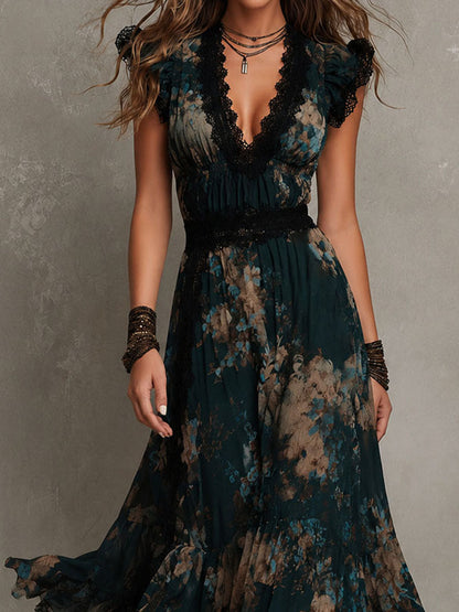 SERAPHINE | Lace Dark Romantic Maxi Dress