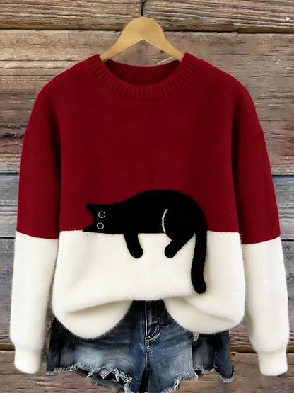 Livia™ | Cat Print Oversized Sweater