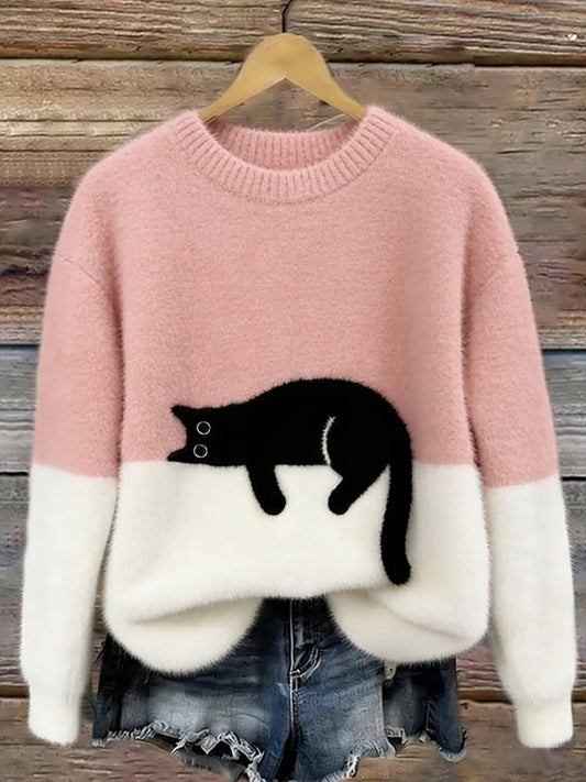 Livia™ | Cat Print Oversized Sweater