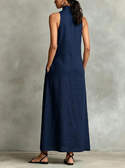 CELESTINA | Structured Neckline Pocket Maxi Dress