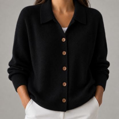 GIOVANNA | Draped Cashmere Button Cardigan