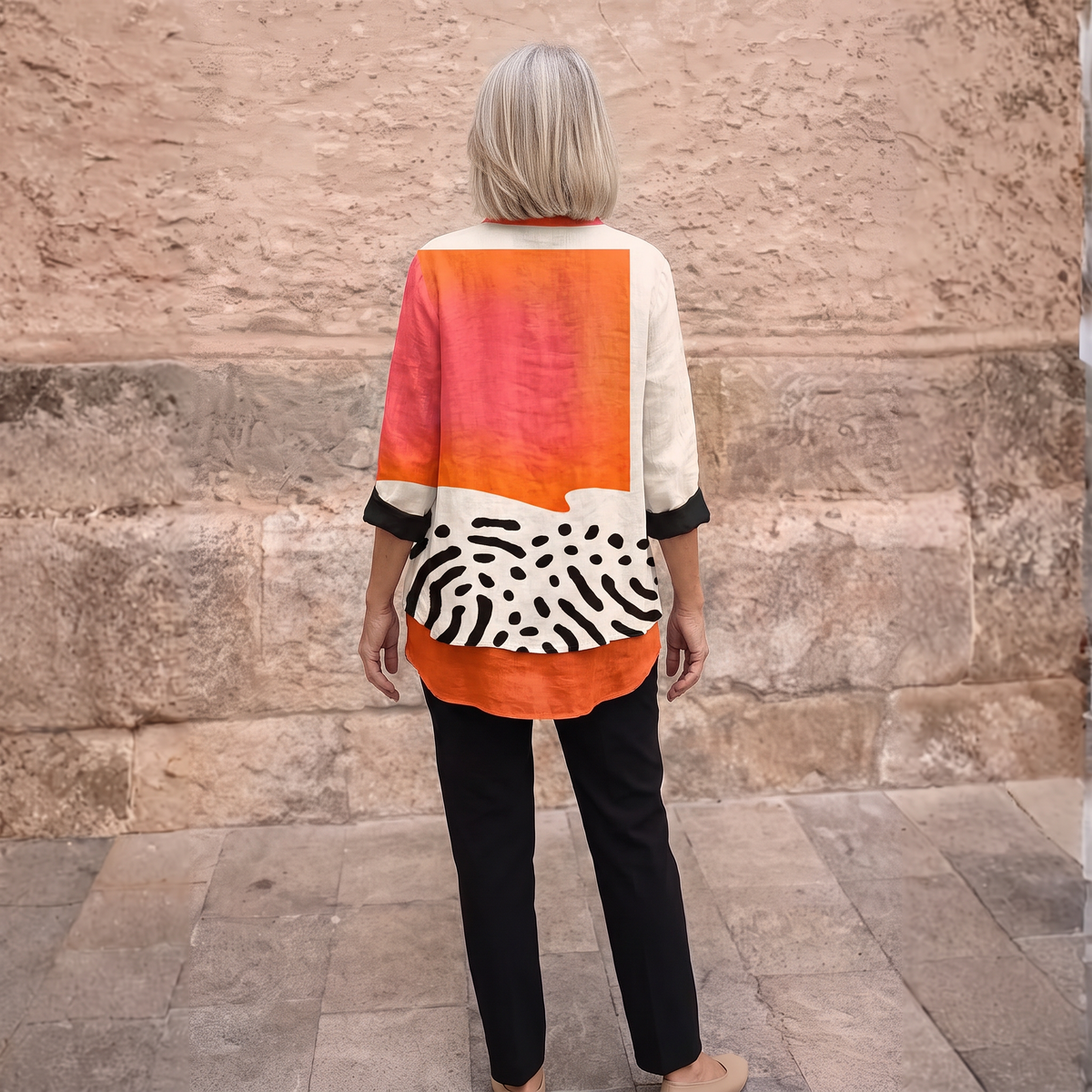LUCIANA | Colour-Block Ruffle Blouse