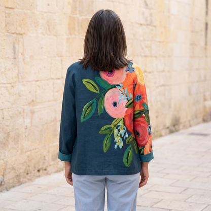 Camille™ | Painterly Poppy Open Blouse