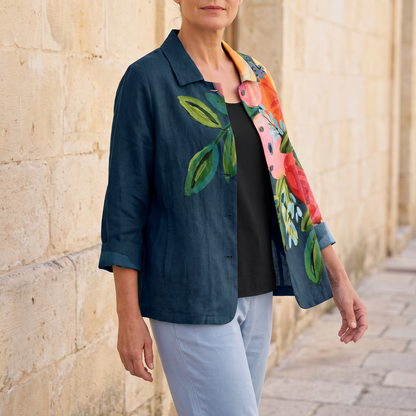 Camille™ | Painterly Poppy Open Blouse