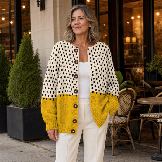 MARGHERITA | Colorblock Polka-Dot Cardigan