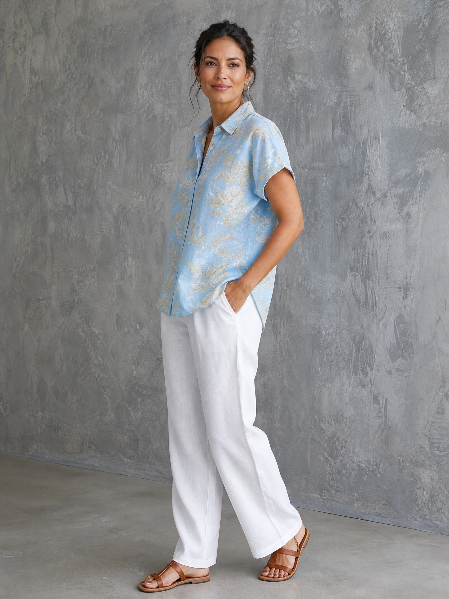 ELSPETH | Sage Cuffed Point Blouse