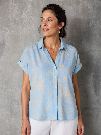 ELSPETH | Sage Cuffed Point Blouse