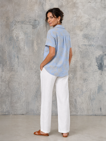 ELSPETH | Sage Cuffed Point Blouse