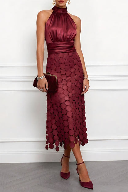SILVANA | Textured Lustrous Occasion Midi Dress