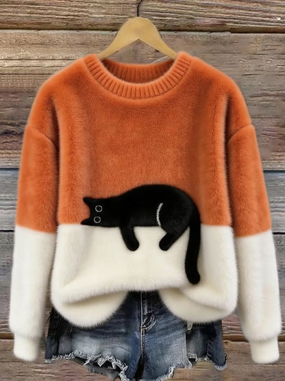 Livia™ | Cat Print Oversized Sweater