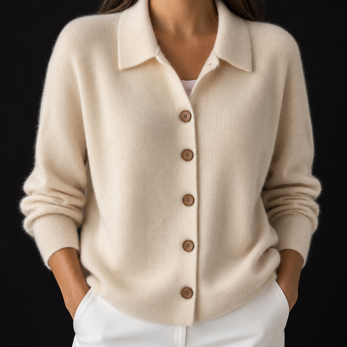 GIOVANNA | Draped Cashmere Button Cardigan