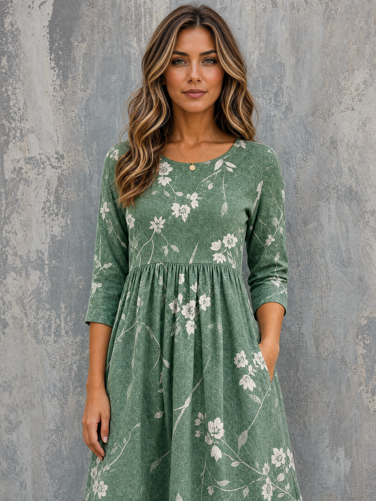 FABIOLA | Botanical Verdant Bloom Midi Dress
